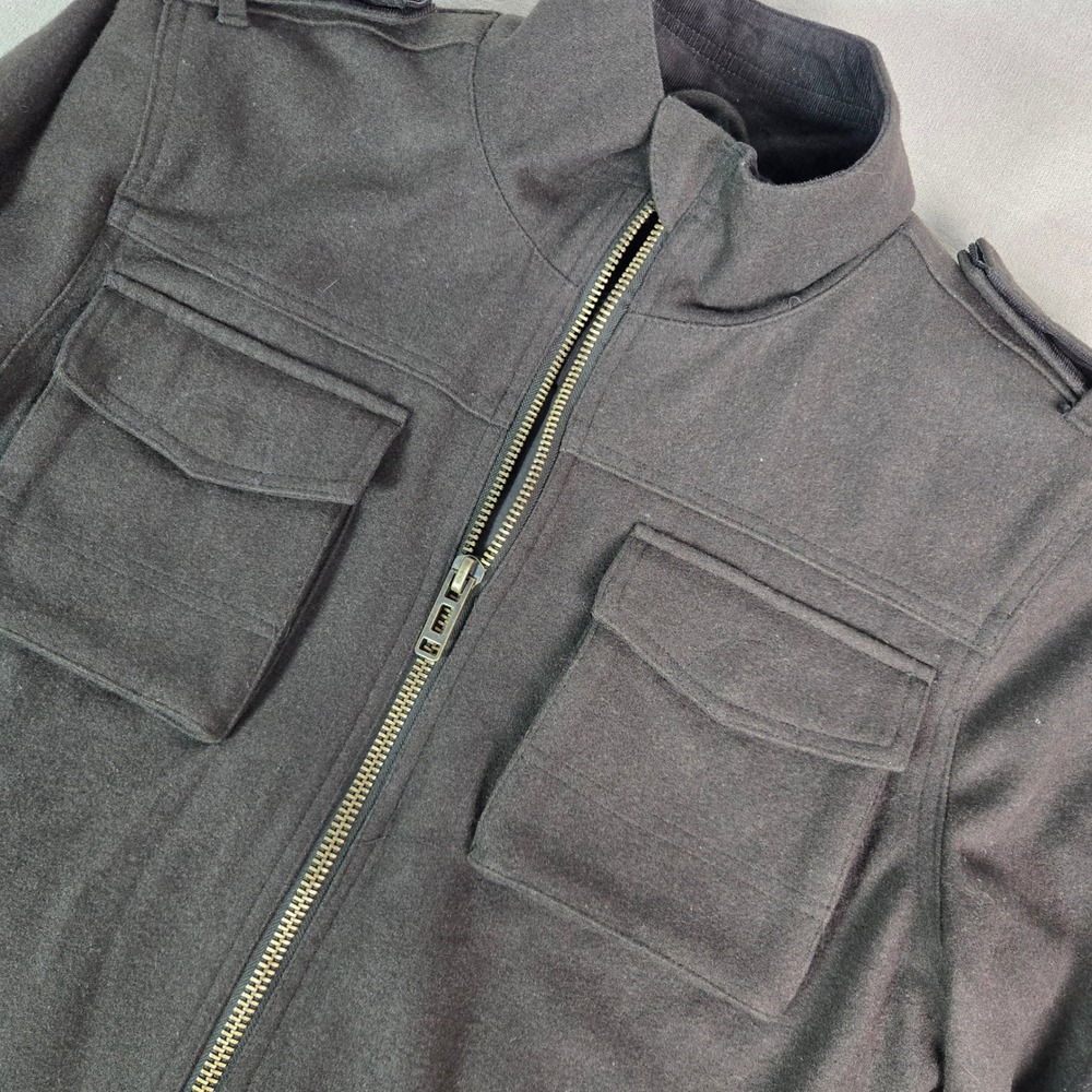 Twentyone Men LA Green Pea Coat Utility Jacket Military Style Cargo Wool‎ Large